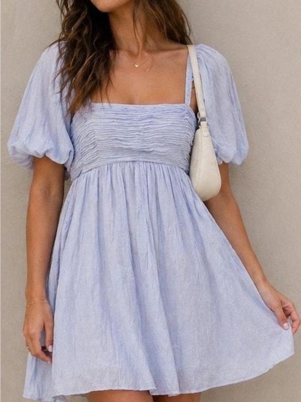 Abercrombie & Fitch Emerson Light Blue Puff Sleeve Mini Dress